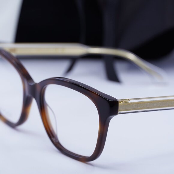 Gucci GG0566ON 002 Square Eyeglasses 52mm - Havana/Crystal - Picture 2 of 11